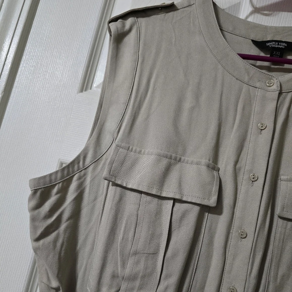 Simply Vera Wang Wide Cropped Leg Utility Jumpsuit in Khaki, Belted, XXL, EUC! - Picture 7 of 13
